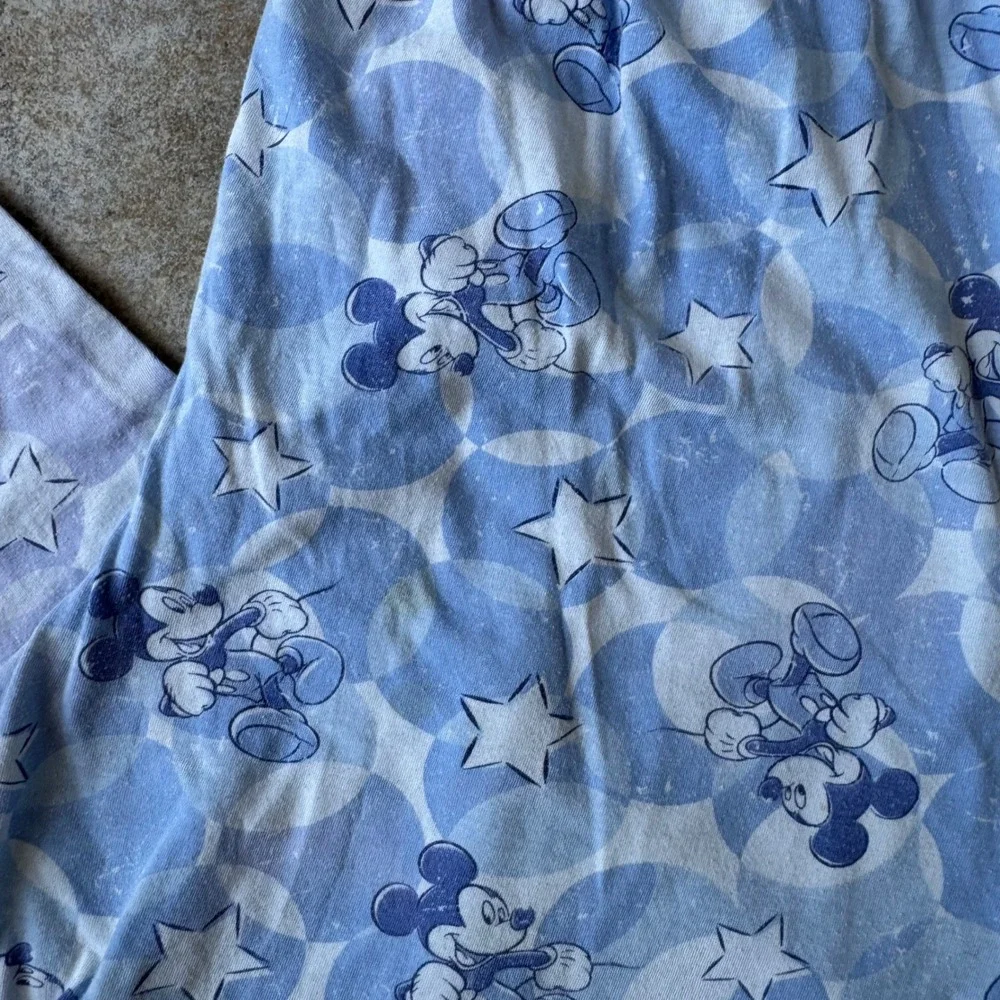 Y2K Disney Mickey Mouse Pajama Pants Size M Blue Stars Print Stretchy - Picture 2 of 5